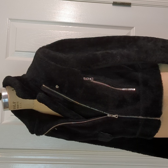Sandro Paris Shearling Moto Jacket Sz. 0 - Picture 2 of 9